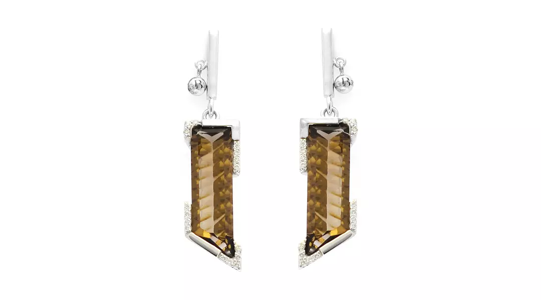 Trejours Marketplace Rent Smoky Topaz Diamond Drop Earrings